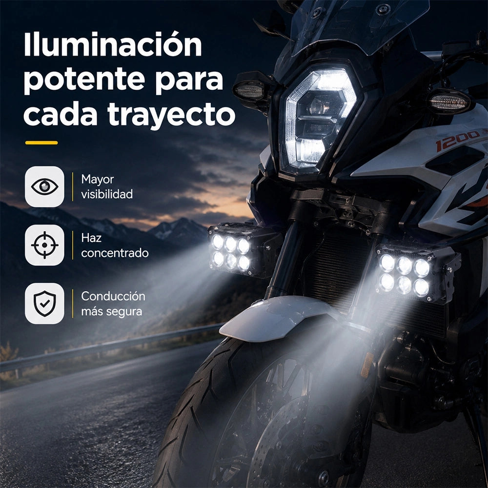 Juego de 2 Faros Auxiliares LED 6 Lentes 70W para Motocicleta DEEMASO – MTSD-C116