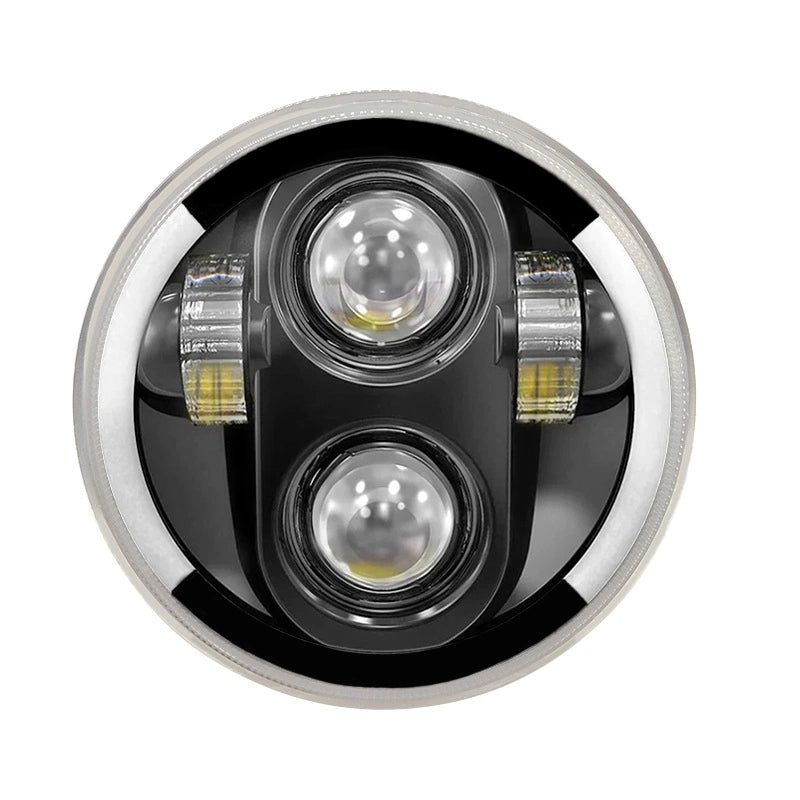 DEEMASO Faro Delantero Redondo 5.75” para Motocicleta 28W H4 Blanco/Amarillo