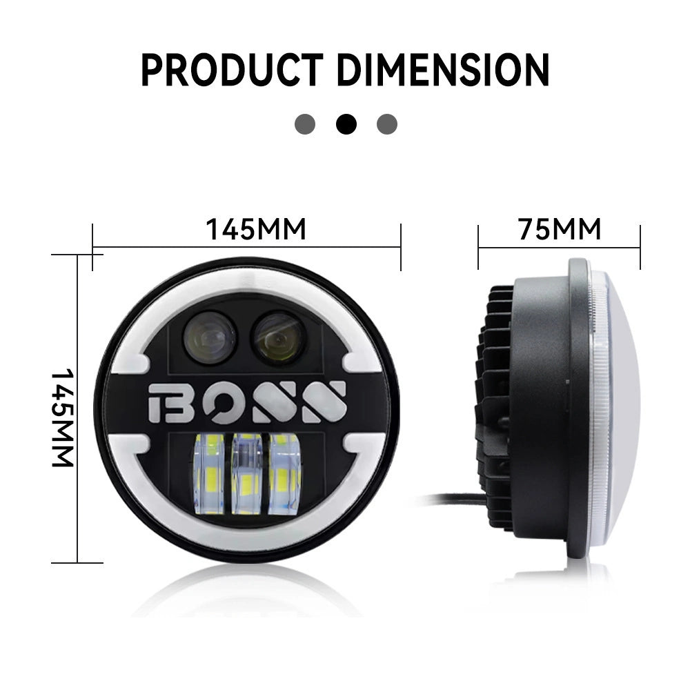 Faro LED H4 para Motocicleta DEEMASO con Alta/Baja, Luz Blanca y Aro Amarillo