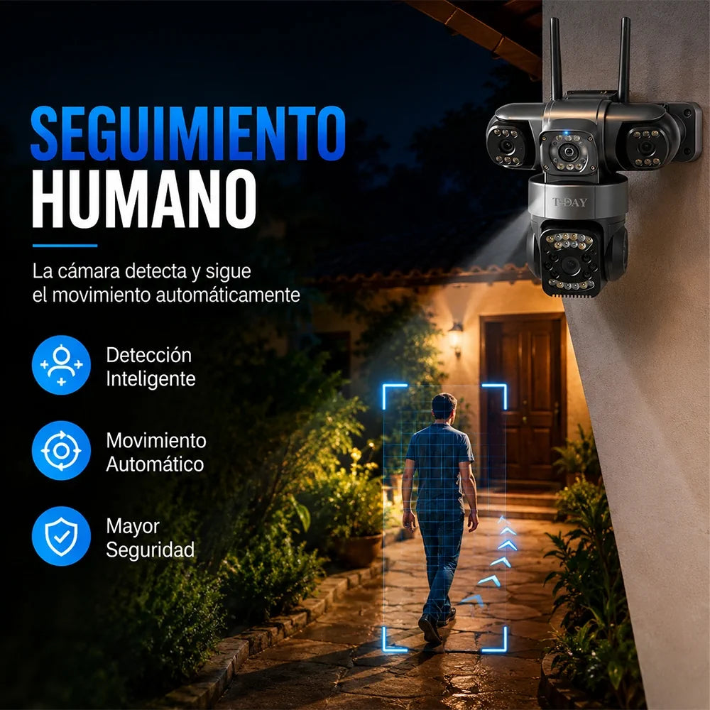 Cámara WiFi T-DAY FSJK-A013 Tres Lentes 2MP V380 Impermeable