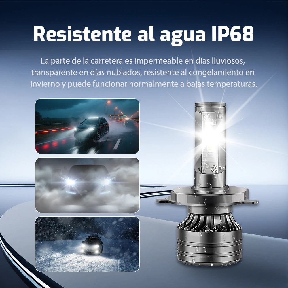 Bombilla LED H11 para Auto, 120W 12000LM, Luz Alta y Baja, Kit de 2 Unidades