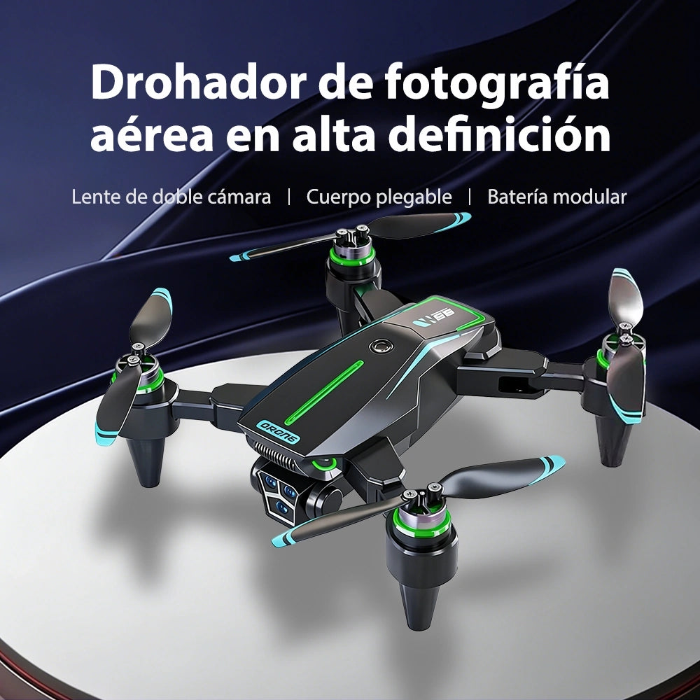Drone W22HW con Doble Cámara HD + Flujo Óptico, Motor Brushless, Plegable 2.4G, Control WiFi y Batería Extra