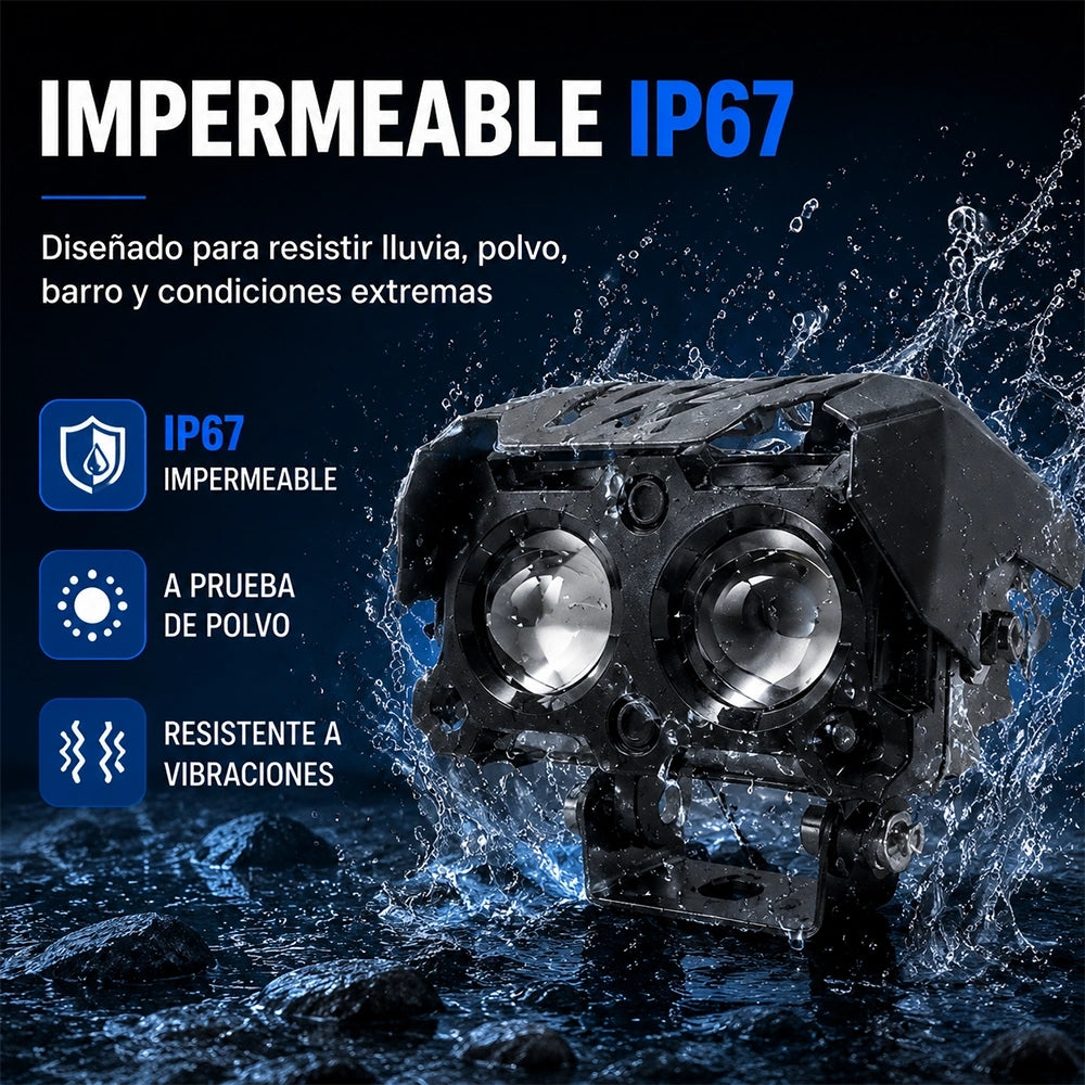 Faro Auxiliar LED Doble con Ventilador 25W para Motocicleta DEEMASO – MTSD-C054
