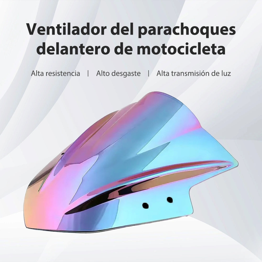 Parabrisas delantero para motocicleta efecto arcoíris cromado, visor aerodinámico PC universal 443g