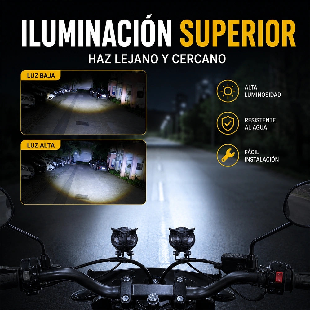 Faro Auxiliar LED Tipo Búho 18W para Motocicleta 10-80V DEEMASO – MTSD-C001