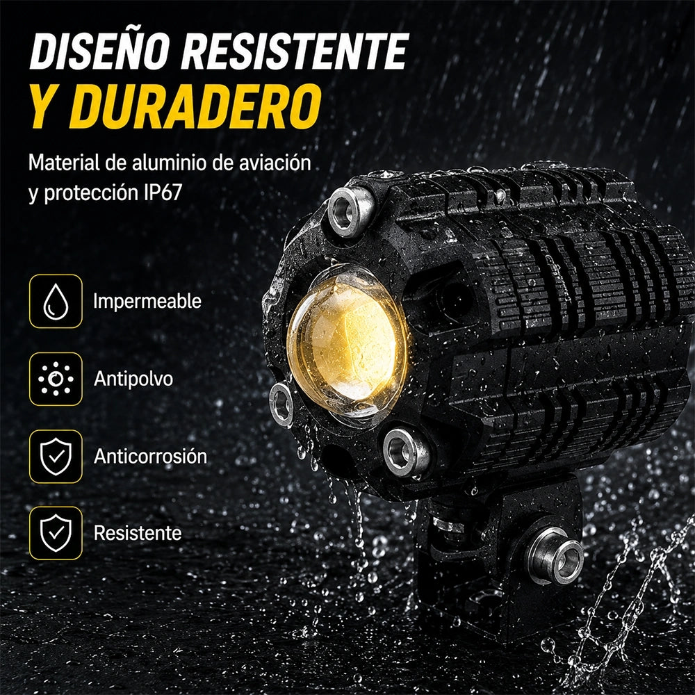 Faro Auxiliar LED Tipo Anillo 18W Amarillo y Blanco para Motocicleta DEEMASO – MTSD-C074