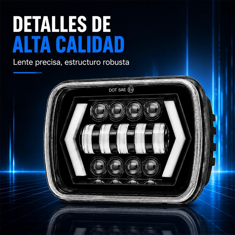 7" Square Arrow LED Truck Headlight H4 12-36V