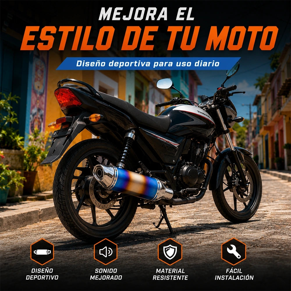 Escape Deportivo Universal para Motocicleta DEEMASO MPQG-C020 Azul Titanio