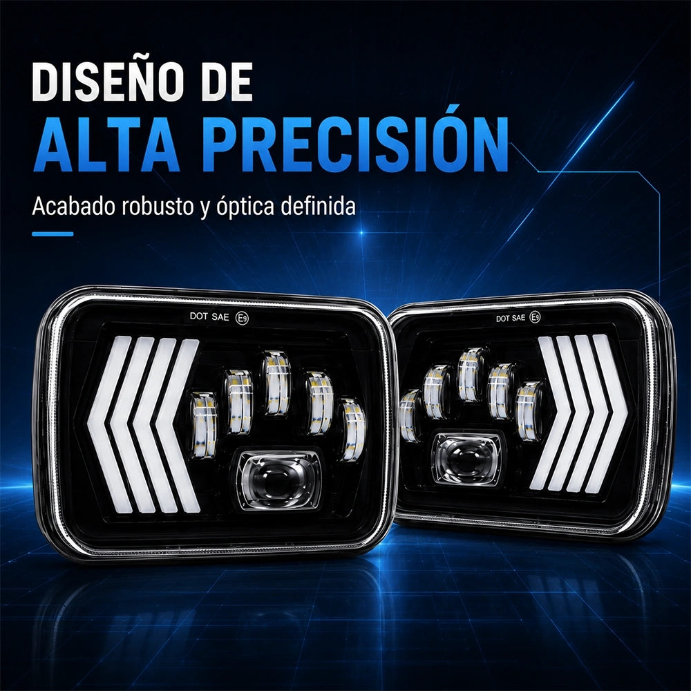 7" 4 Arrow LED Truck Headlights H4 12-36V Pair