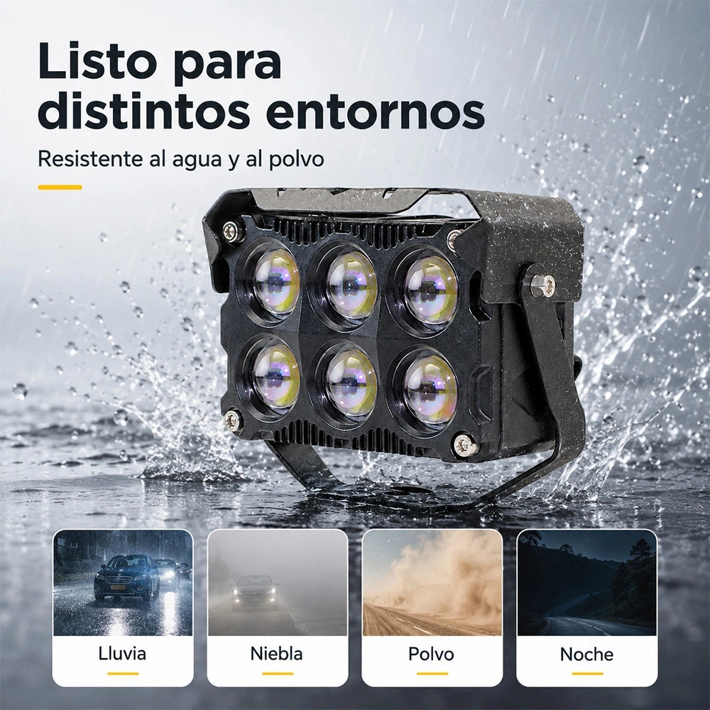 Juego de 2 Faros Auxiliares LED 6 Lentes 70W para Motocicleta DEEMASO – MTSD-C116