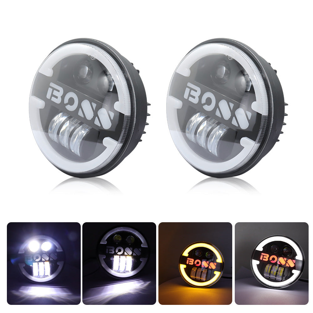Faro LED H4 para Motocicleta DEEMASO con Alta/Baja, Luz Blanca y Aro Amarillo