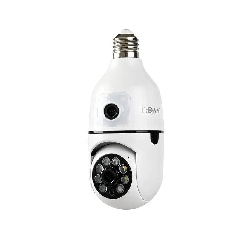 Cámara Bombilla WiFi T-DAY FSJK-A021 2MPX con Doble Lente, Sensor de Movimiento y Visión Nocturna