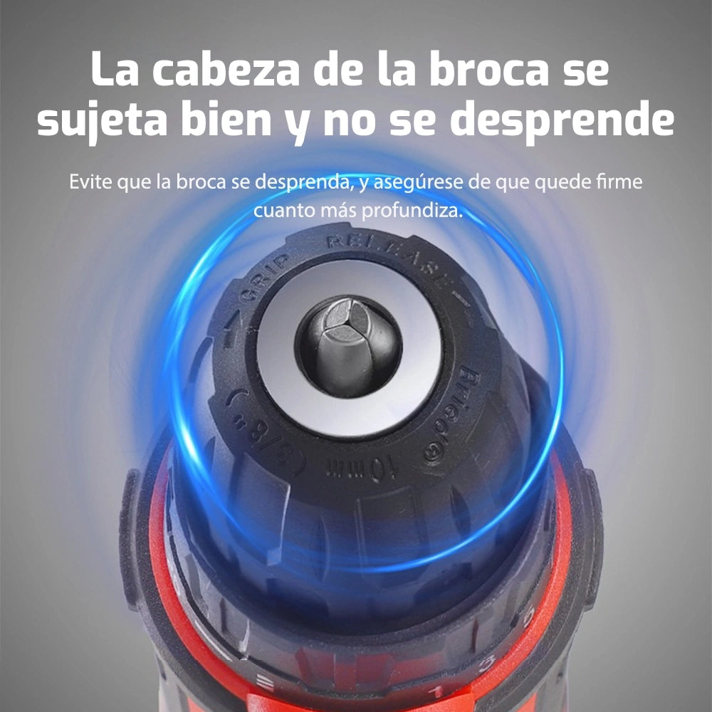 Taladro Inalámbrico 48V con Batería de Litio – Kit Completo 24 Piezas con Maletín | Doble Batería + Función Percusión