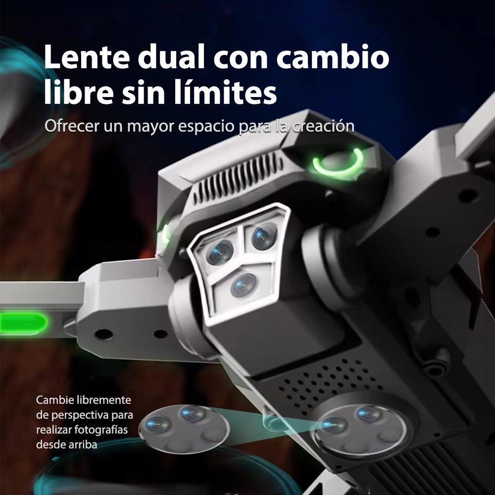 Drone W22HW con Doble Cámara HD + Flujo Óptico, Motor Brushless, Plegable 2.4G, Control WiFi y Batería Extra