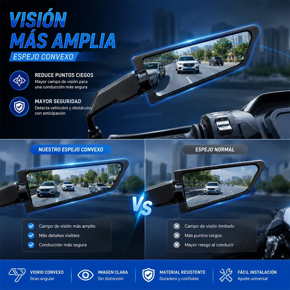MOTRIVA Espejo Retrovisor Plegable para Motocicleta