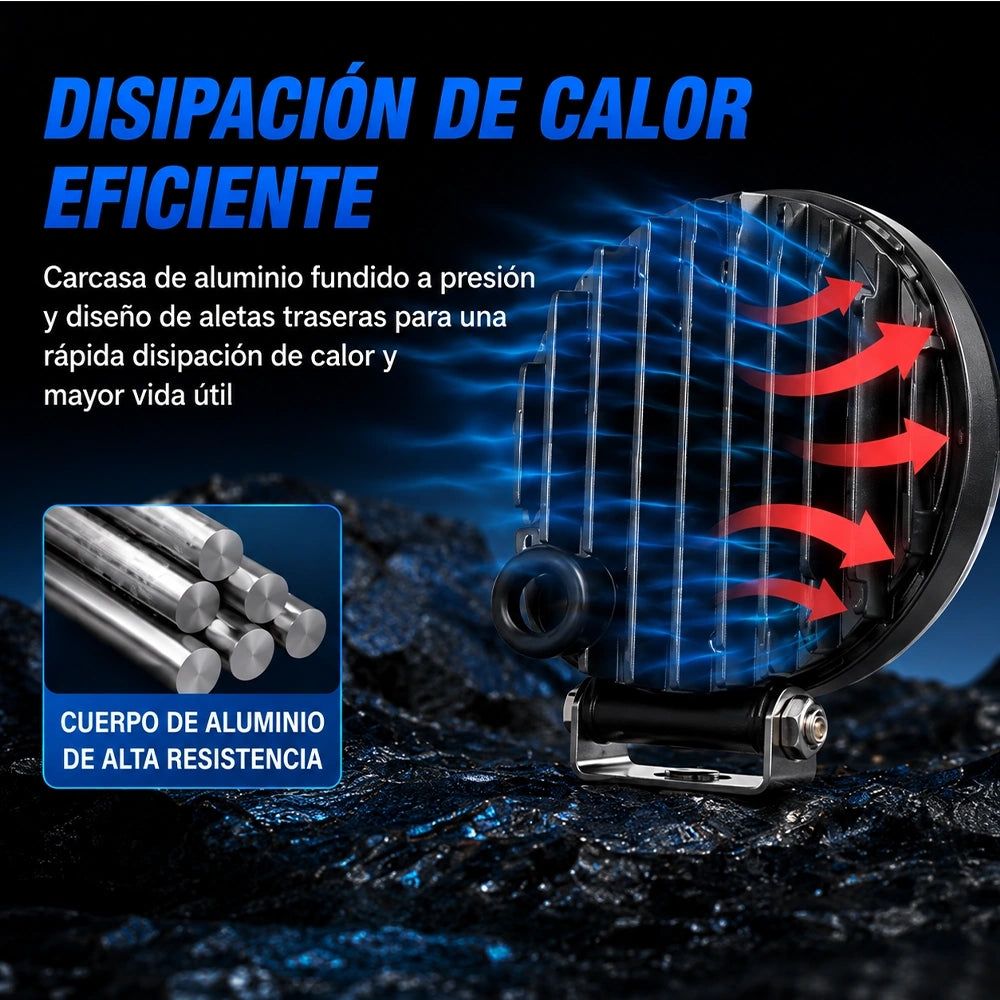 Faro LED H4 para Motocicleta DEEMASO con Alta/Baja, Luz Blanca y Aro Amarillo