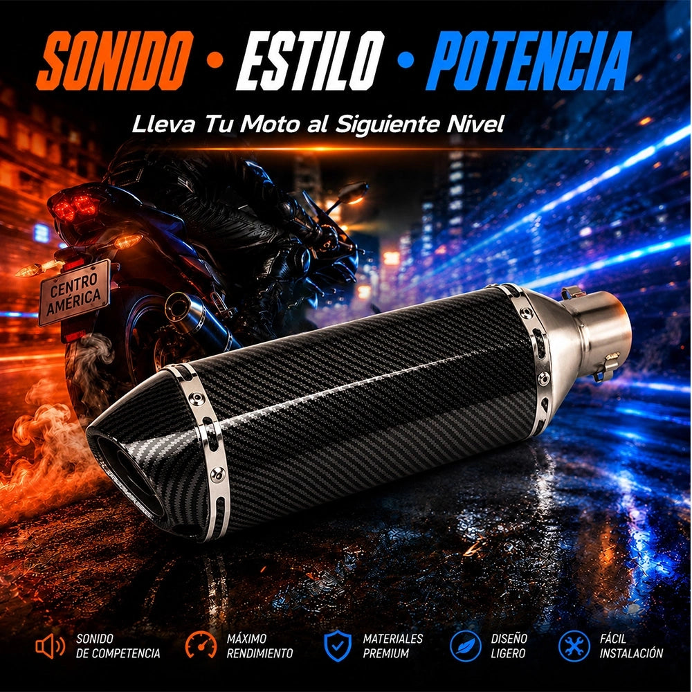 Escape Deportivo DEEMASO MPQG-C001 para Motocicleta con Diseño Fibra de Carbono y Silenciador
