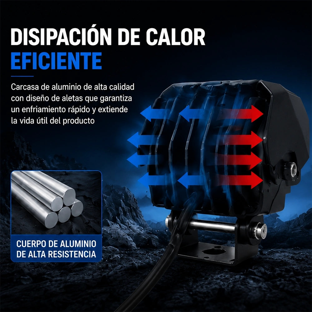 Faro Auxiliar LED Doble con Ventilador 25W para Motocicleta DEEMASO – MTSD-C054