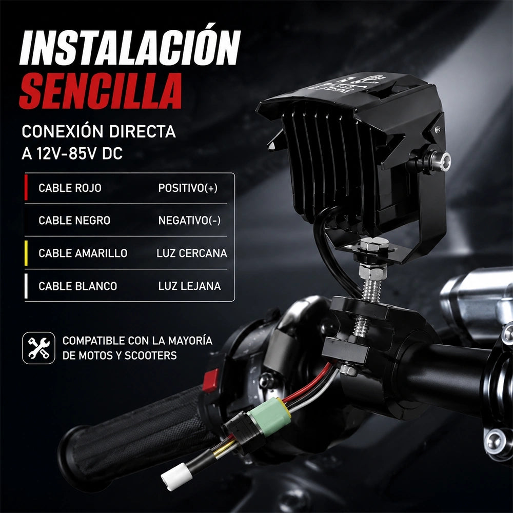 Faro Auxiliar LED Ojo Demoníaco Rojo 18W para Motocicleta 12-48V DEEMASO – MTSD-C075