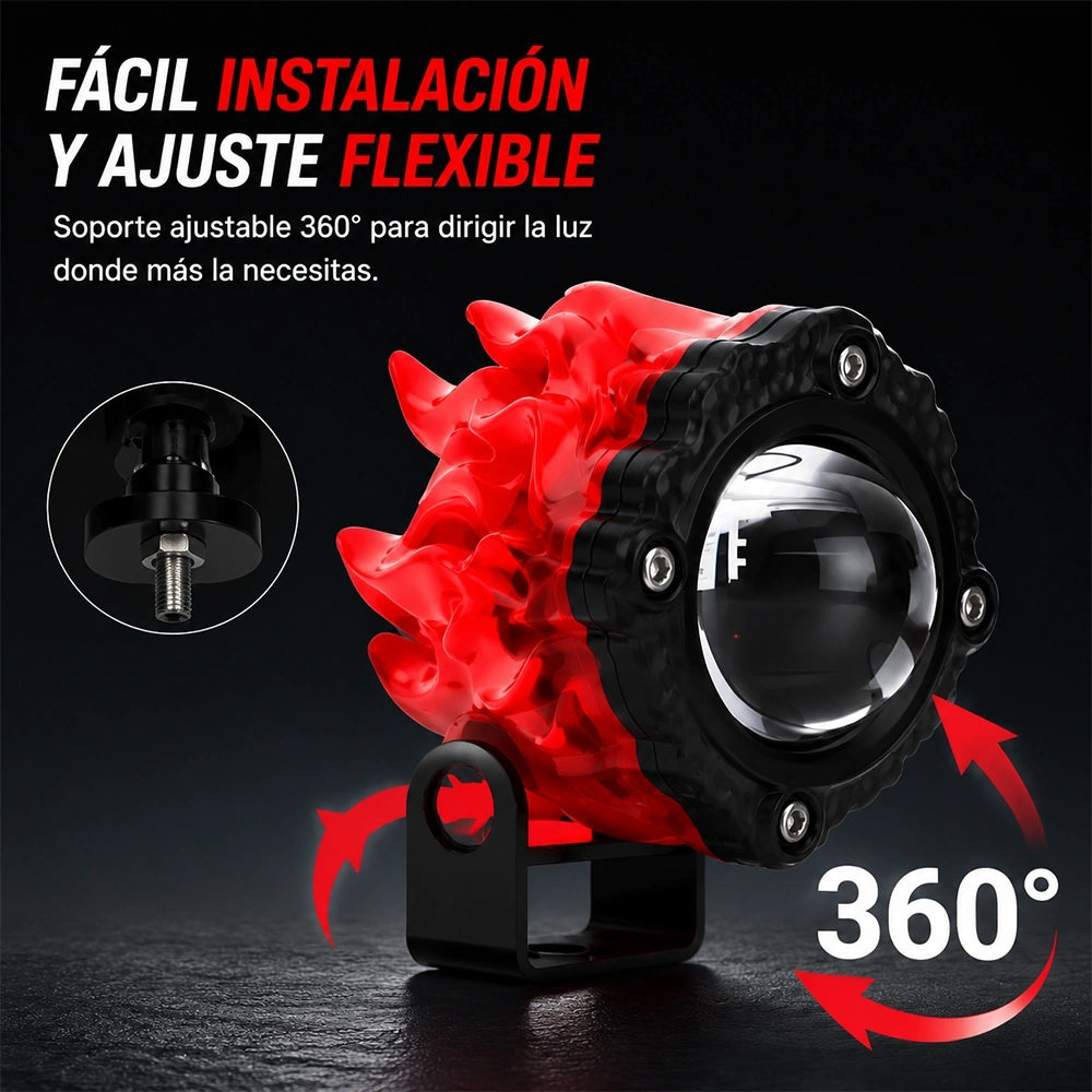 Faro Auxiliar LED Llama 18W con Ojo Demoníaco para Motocicleta DEEMASO – MTSD-C089