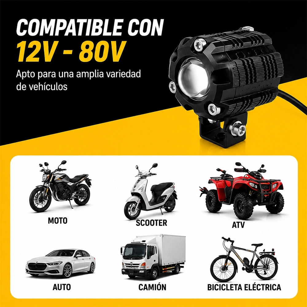 Faro Auxiliar LED Tipo Anillo 18W Amarillo y Blanco para Motocicleta DEEMASO – MTSD-C074