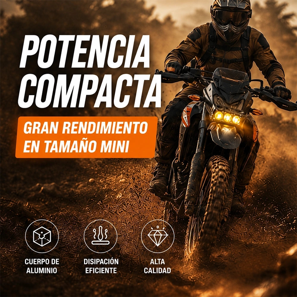 Faro Auxiliar LED 3 Perlas 24W con 5 Modos para Motocicleta DEEMASO – MTSD-C010