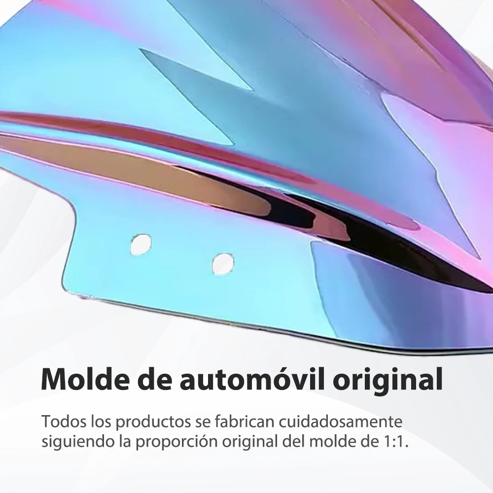 Parabrisas delantero para motocicleta efecto arcoíris cromado, visor aerodinámico PC universal 443g