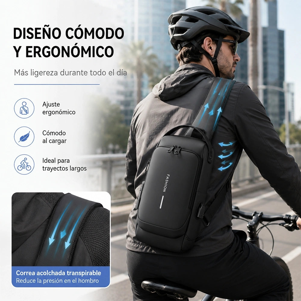 Men's Motorcycle Chest Bag with Combination Lock