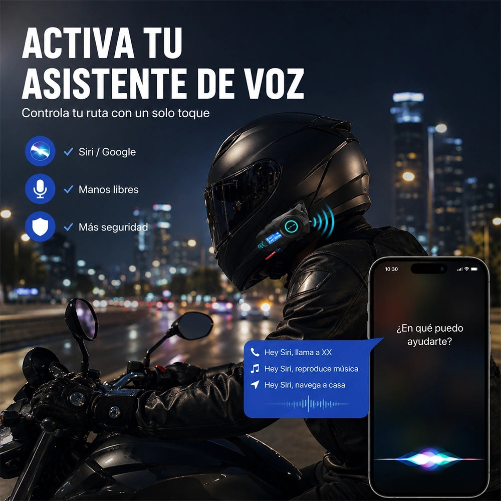 MTMAX MTEJ-C008 Intercomunicador Bluetooth para Moto 500M con Batería de 40H