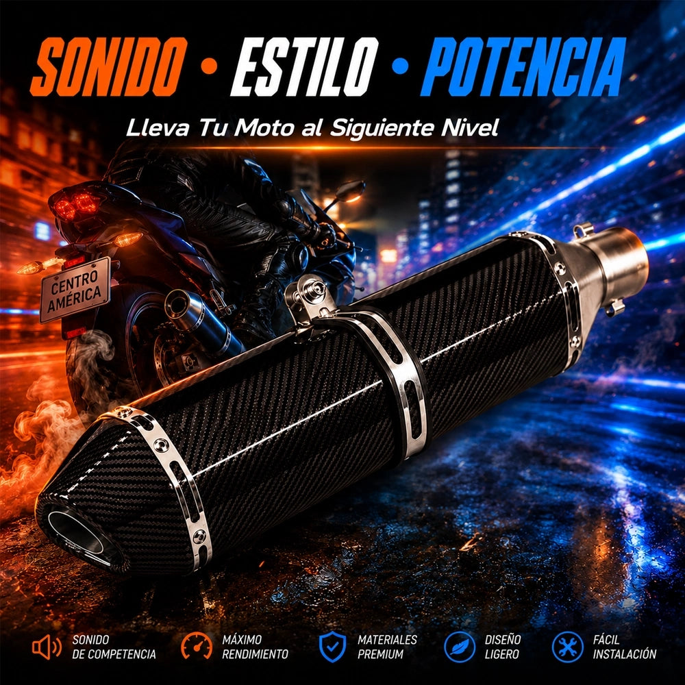 Escape Deportivo DEEMASO MPQG-C001 para Motocicleta con Diseño Fibra de Carbono y Silenciador
