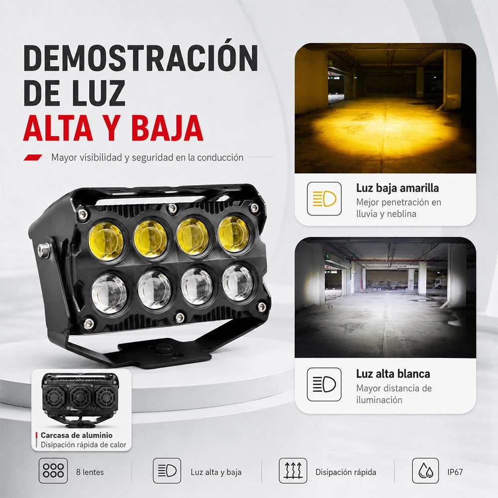 Juego de 2 Faros Auxiliares LED 8 Lentes 80W para Motocicleta DEEMASO – MTSD-C117