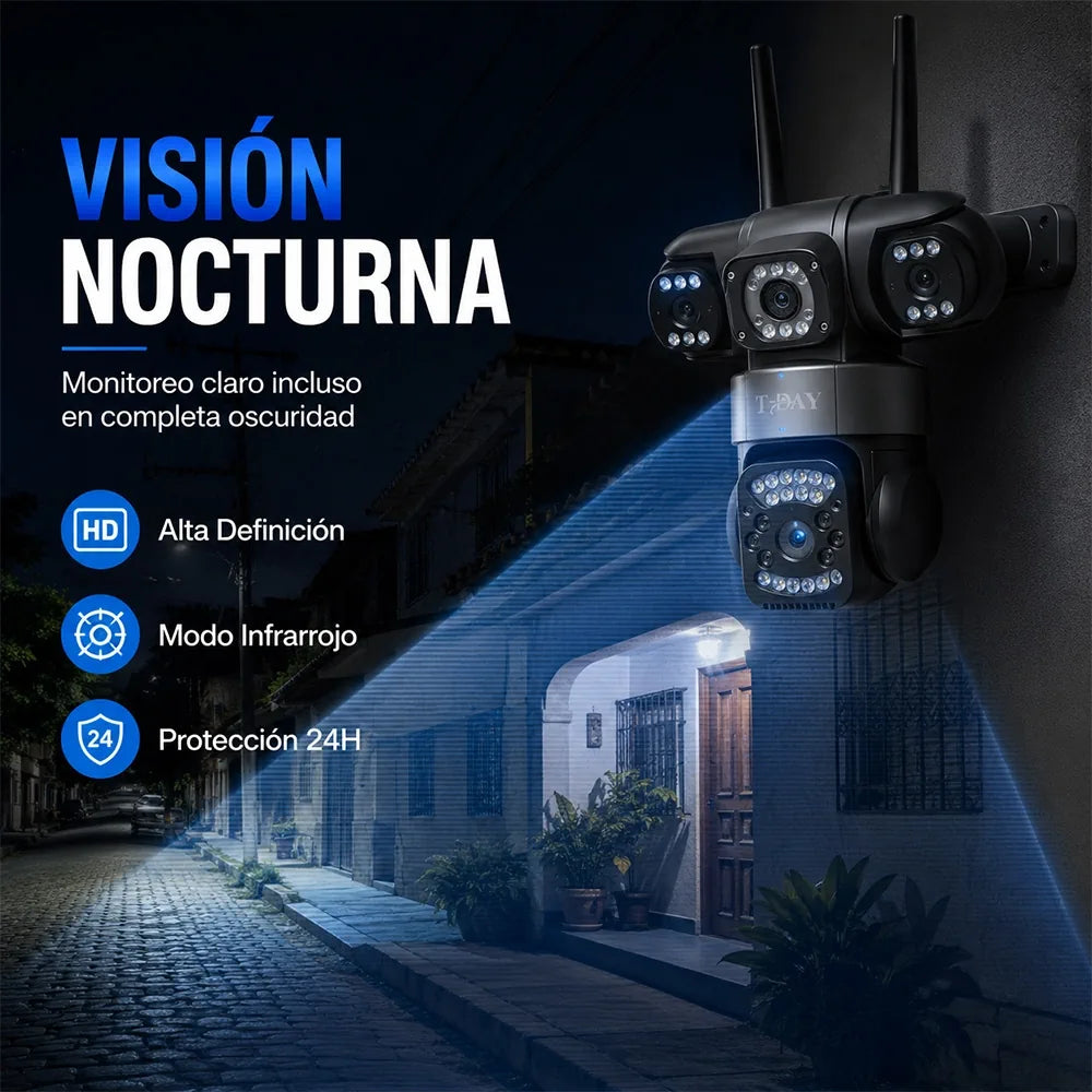 Cámara WiFi T-DAY FSJK-A013 Tres Lentes 2MP V380 Impermeable