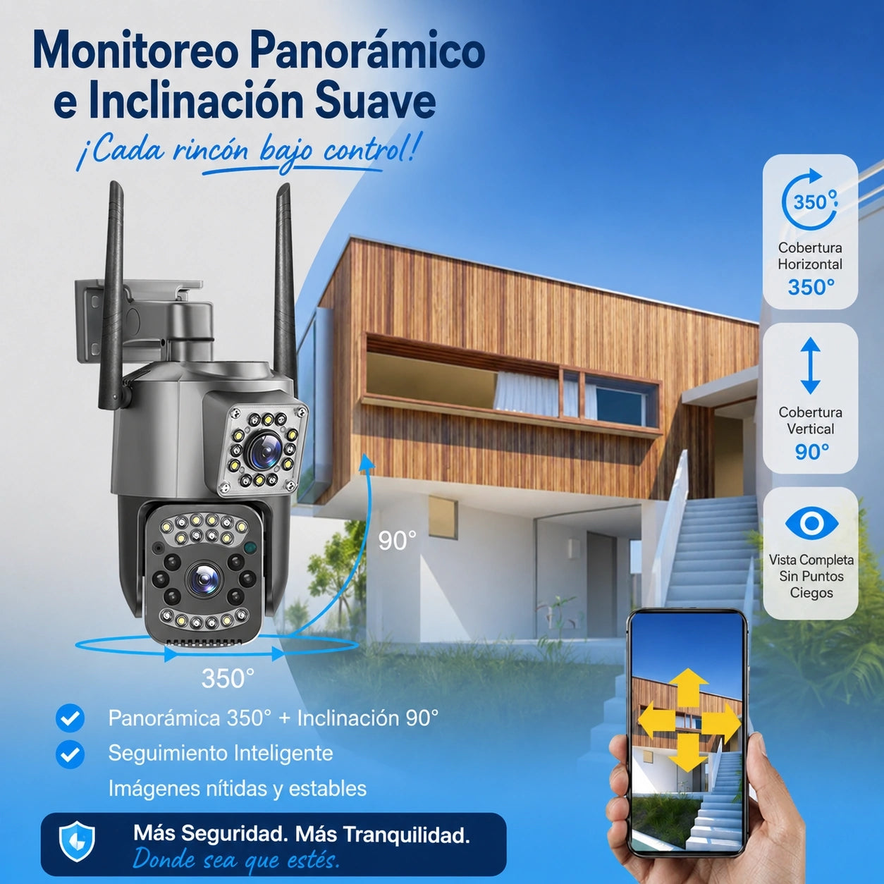 Cámara de Seguridad V380 Pro Doble Lente 4MP con Seguimiento Inteligente y Audio Bidireccional 12V TDAY