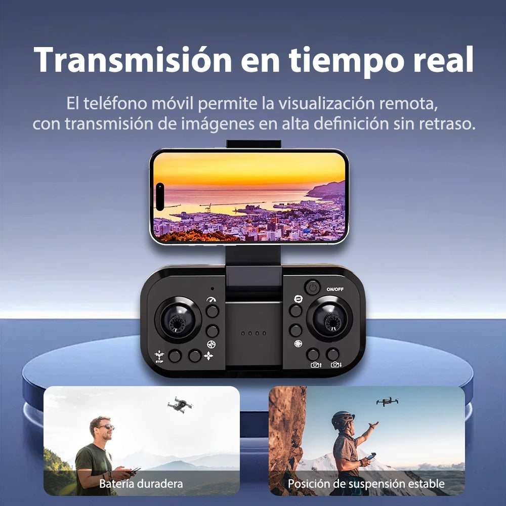 Drone W22HW con Doble Cámara HD + Flujo Óptico, Motor Brushless, Plegable 2.4G, Control WiFi y Batería Extra
