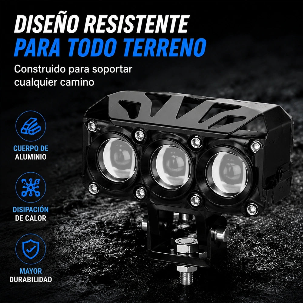 Faro Auxiliar LED 3 Perlas 24W para Motocicleta 10-80V DEEMASO – MTSD-C009