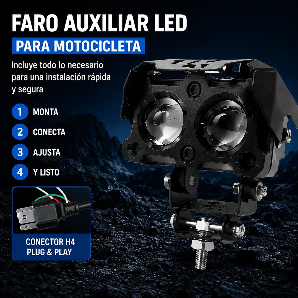 Faro Auxiliar LED Doble con Ventilador 25W para Motocicleta DEEMASO – MTSD-C054