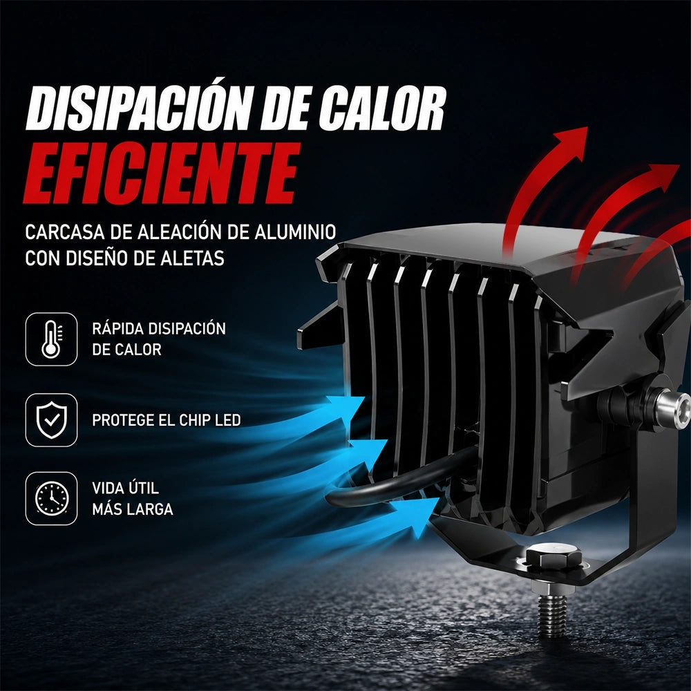 Faro Auxiliar LED Ojo Demoníaco Rojo 18W para Motocicleta 12-48V DEEMASO – MTSD-C075