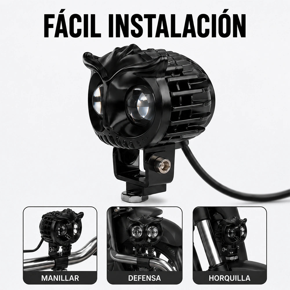 Faro Auxiliar LED Tipo Búho 18W para Motocicleta 10-80V DEEMASO – MTSD-C001