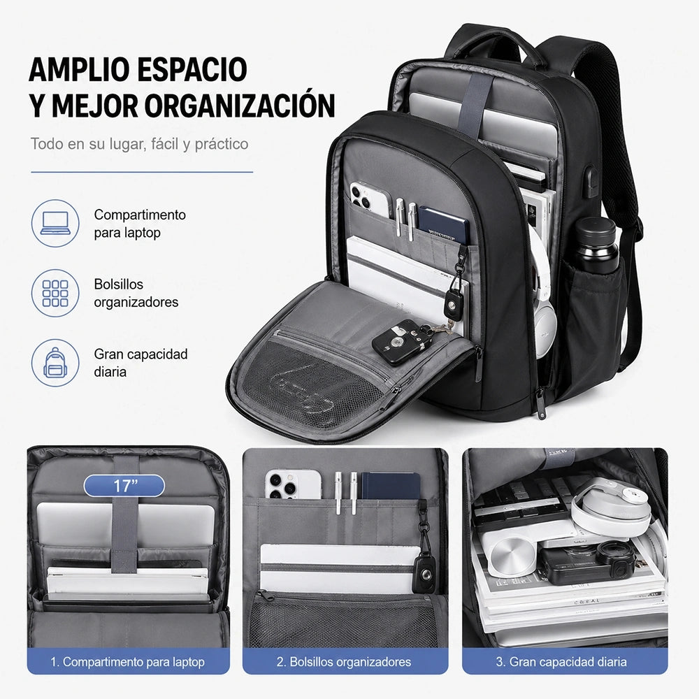 Expandable Men's Backpack Waterproof Oxford Bag