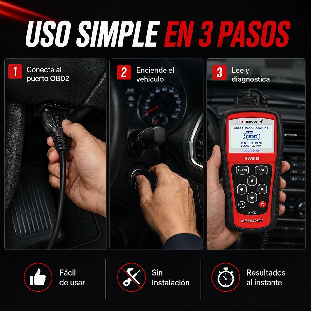 Escáner Automotriz OBD2 KW808 | Lector de Códigos y Diagnóstico Vehicular