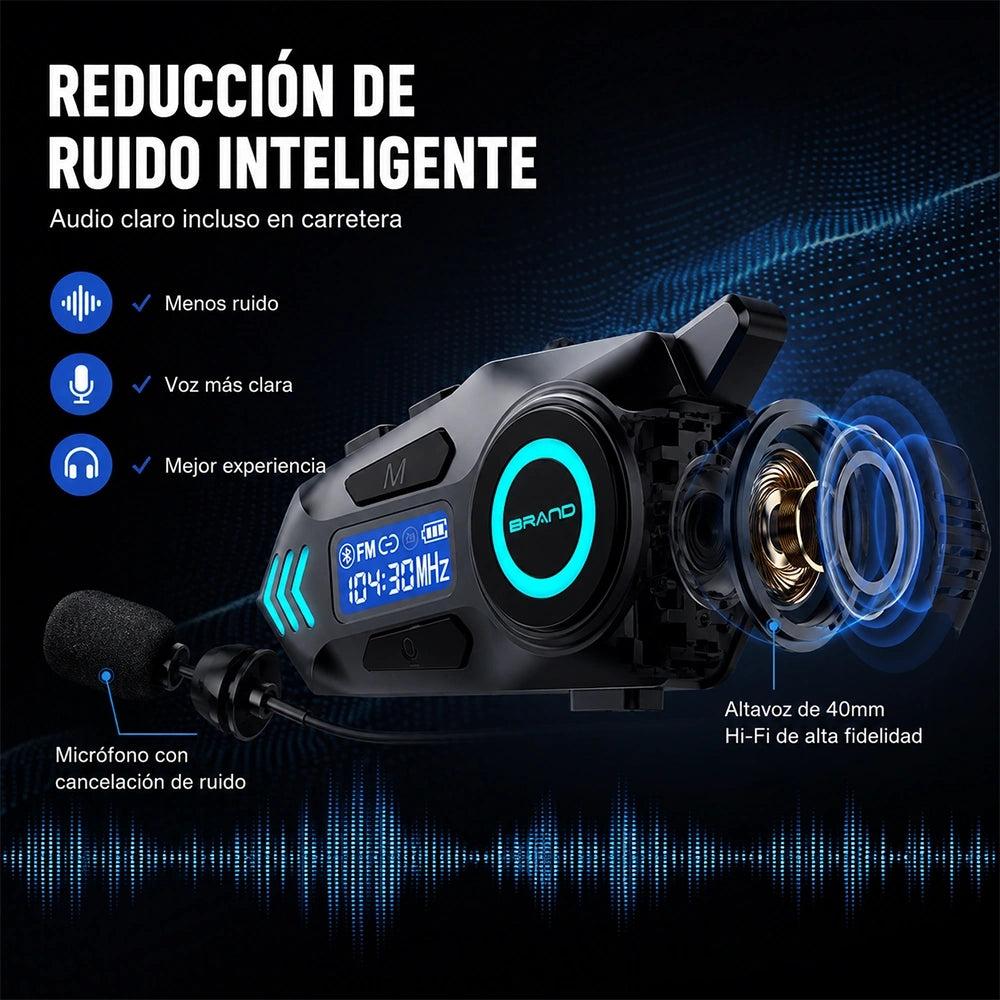 MTMAX MTEJ-C008 Intercomunicador Bluetooth para Moto 500M con Batería de 40H