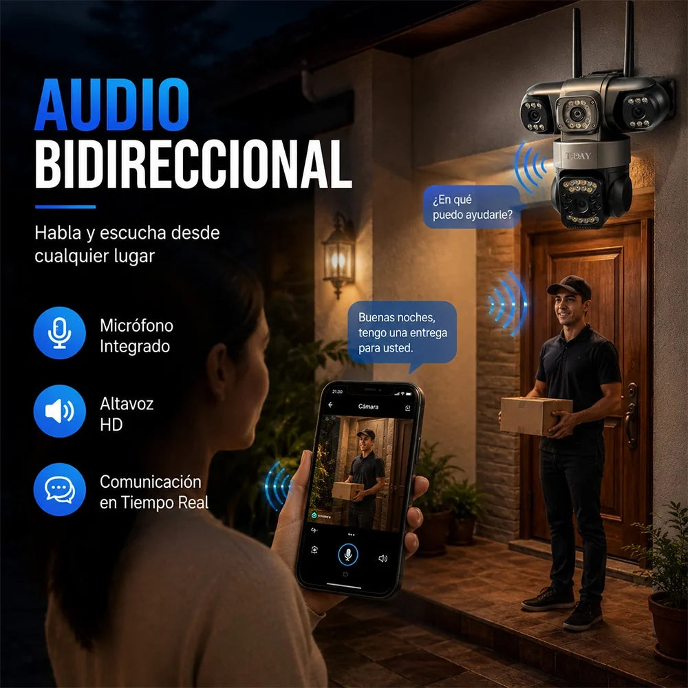 Cámara WiFi T-DAY FSJK-A013 Tres Lentes 2MP V380 Impermeable