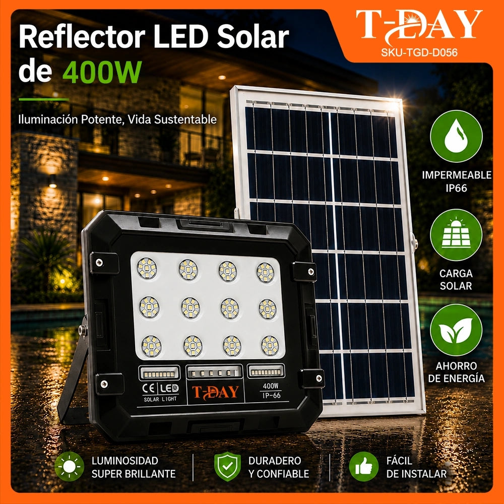 T-DAY Reflector Solar LED 400W en ABS con Control Remoto