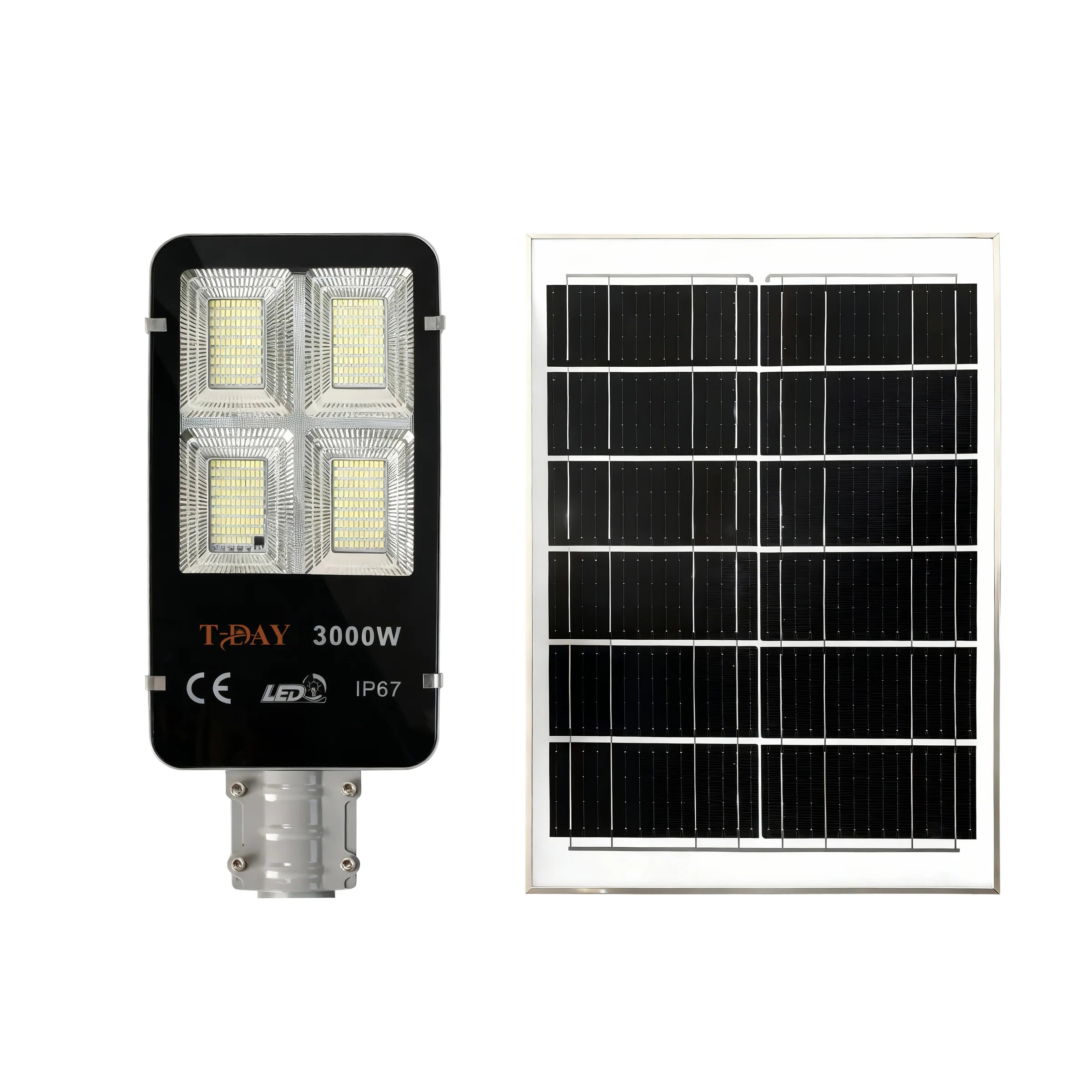T-DAY Lámpara Solar LED 3000W para Exterior con Panel Solar y Control Remoto
