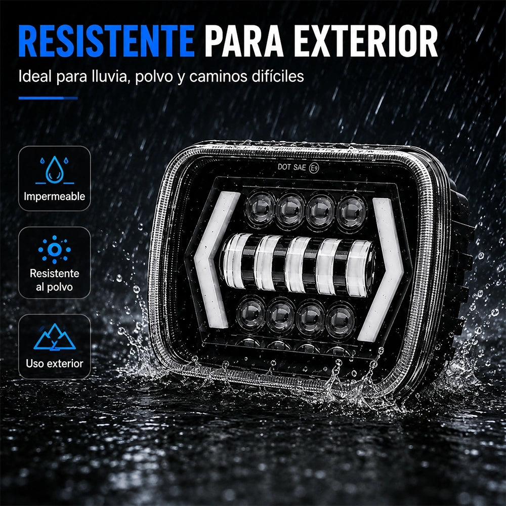 7" Square Arrow LED Truck Headlight H4 12-36V