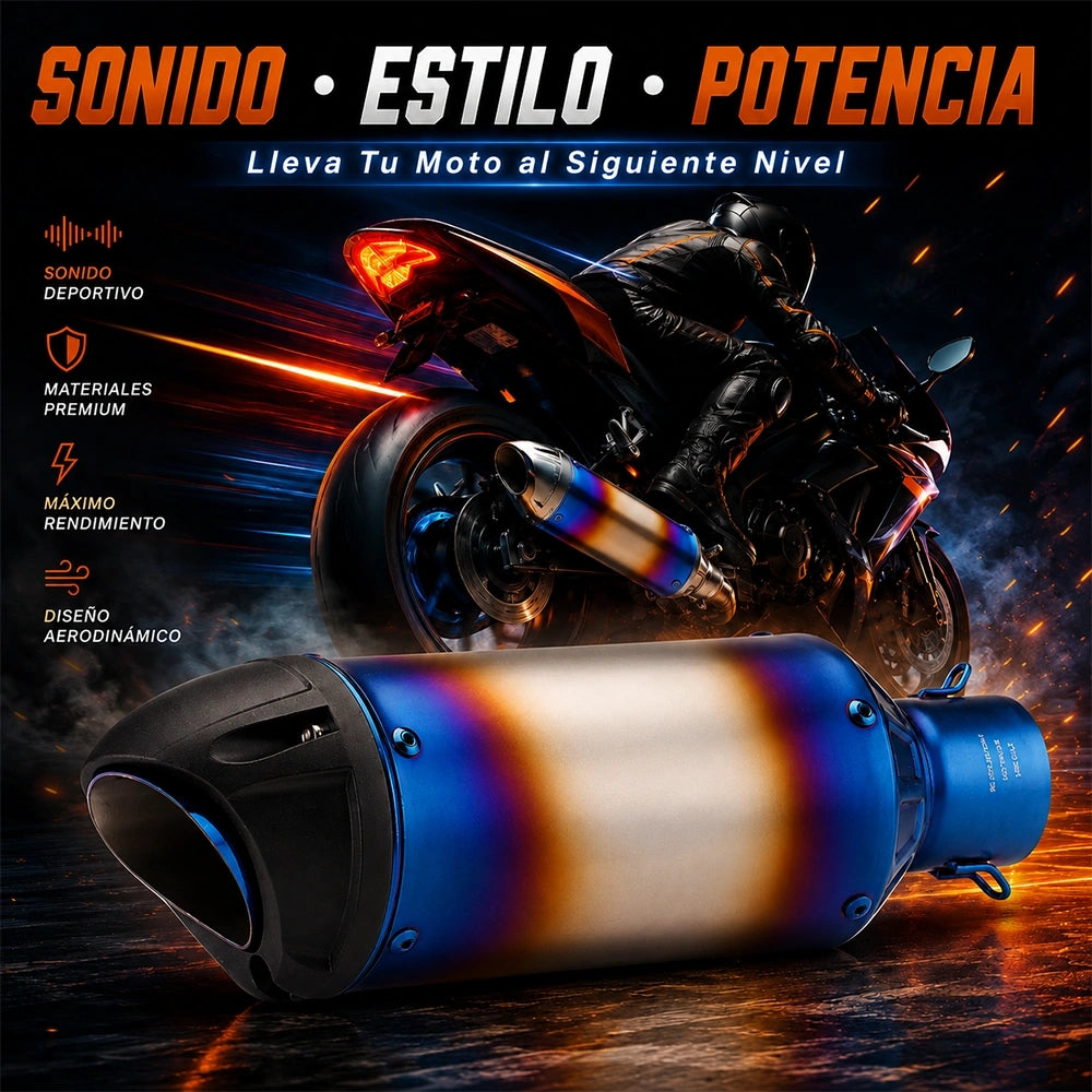 Escape Deportivo Universal para Motocicleta DEEMASO MPQG-C020 Azul Titanio