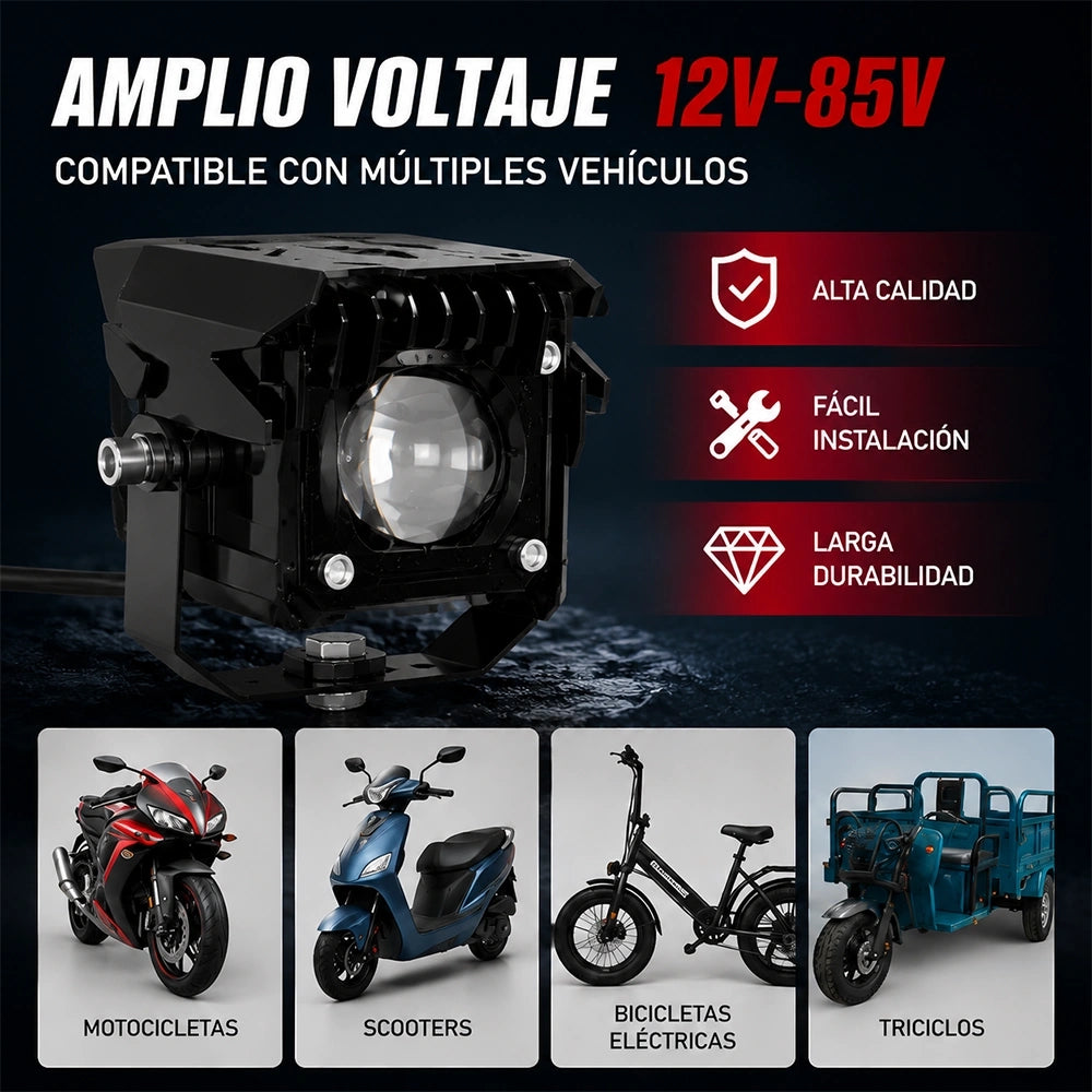 Faro Auxiliar LED Ojo Demoníaco Rojo 18W para Motocicleta 12-48V DEEMASO – MTSD-C075