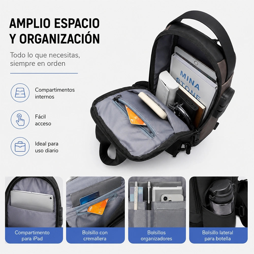 Men's Motorcycle Chest Bag with Combination Lock