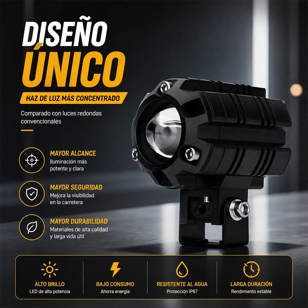 Faro Auxiliar LED Tipo Anillo 18W Amarillo y Blanco para Motocicleta DEEMASO – MTSD-C074