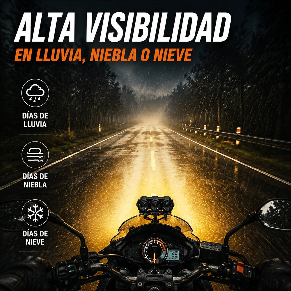 Faro Auxiliar LED 3 Perlas 24W con 5 Modos para Motocicleta DEEMASO – MTSD-C010
